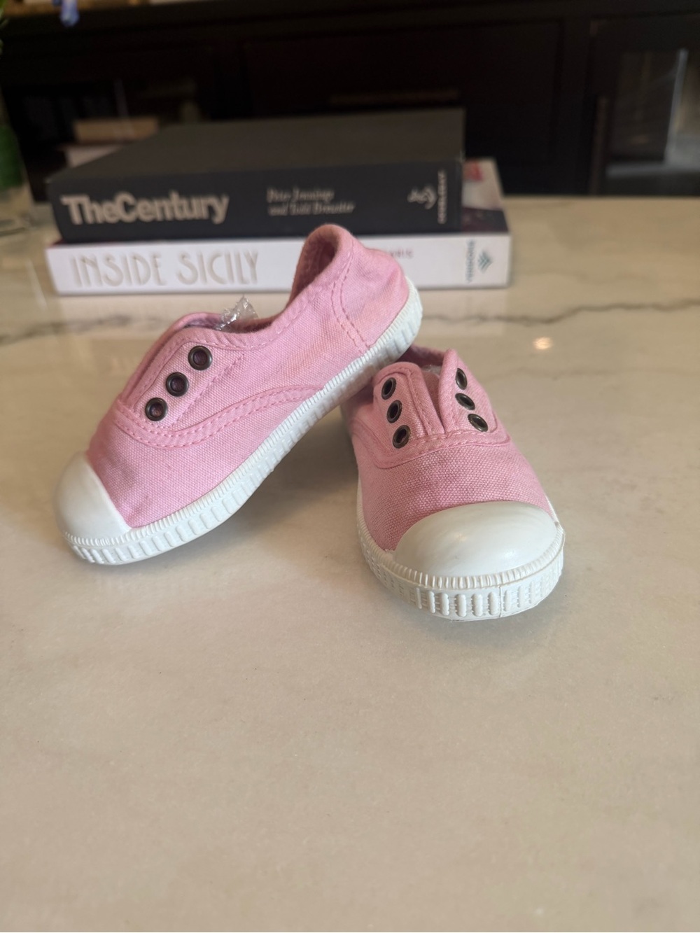 Mini Boden Pink Canvas Slip-On Kids Sneakers